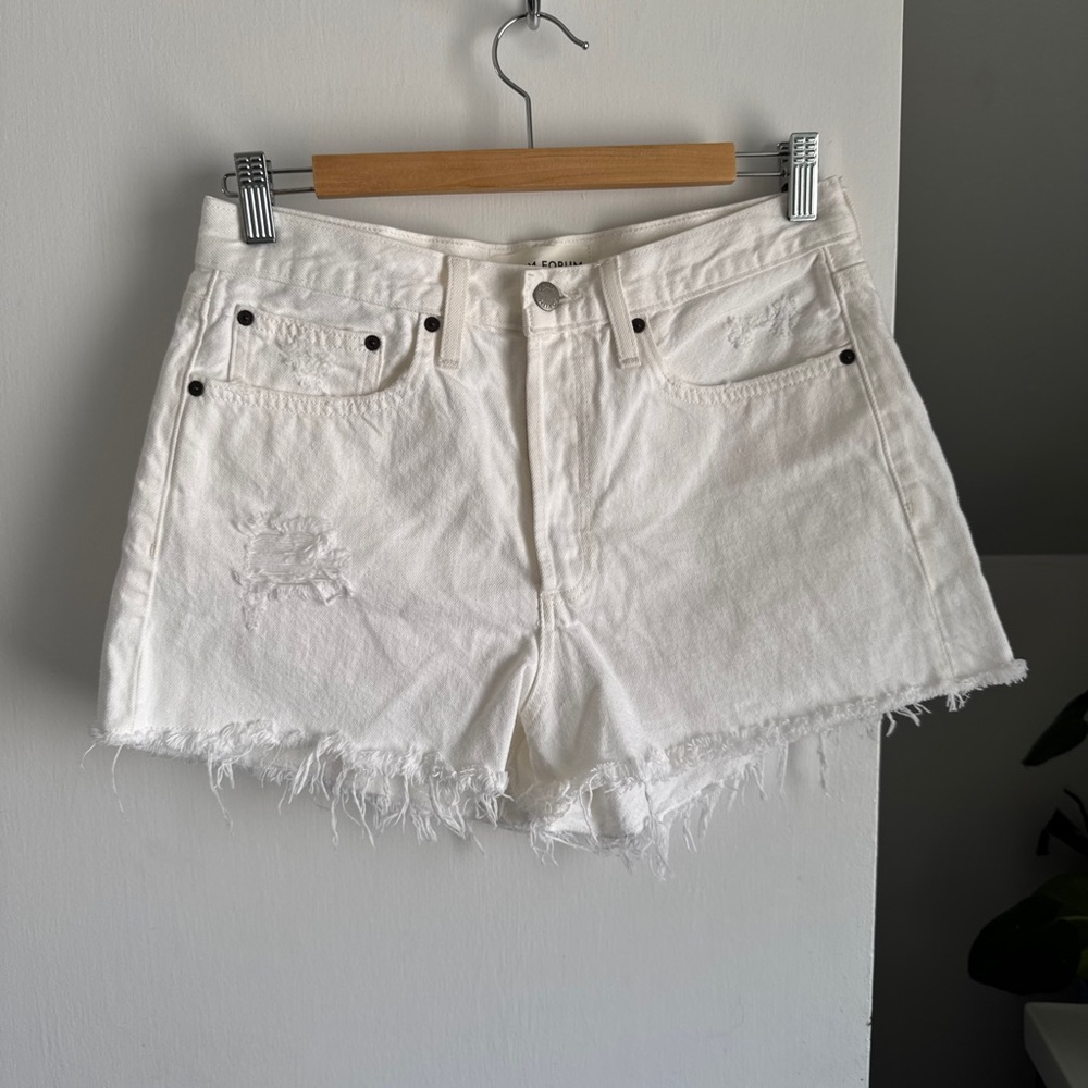 Denim Forum White “The Ex Boyfriend” Jean Shorts